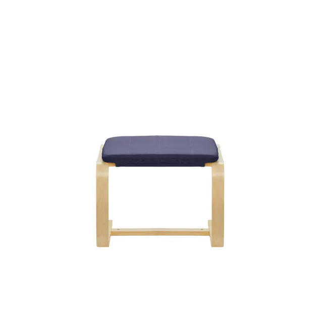 Mizuki Ottoman - Cobalt Blue - 2 - Wooden bench, blue cushion, minimalist design, modern furniture, simple decor, clean