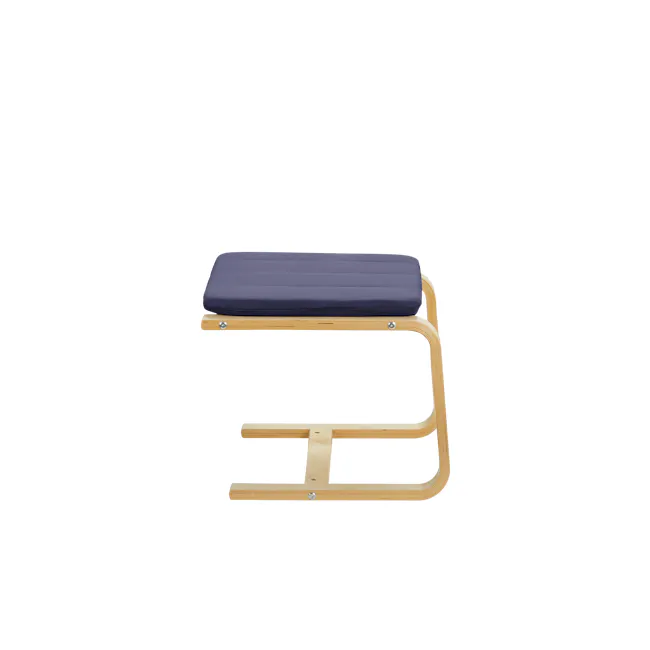 Mizuki Ottoman - Cobalt Blue - 3 - Wooden bench, blue cushion, minimalist design, light wood finish, adjustable height