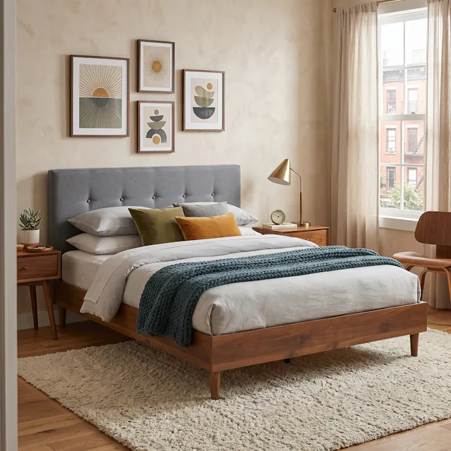 Landon Queen Bed - Walnut, Dark Grey - 2