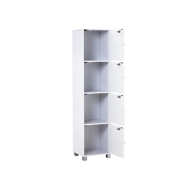 Naya 4 Door Cabinet - White - 2 - White, minimalist, open shelving, empty, clean, uncluttered, modern, contemporary