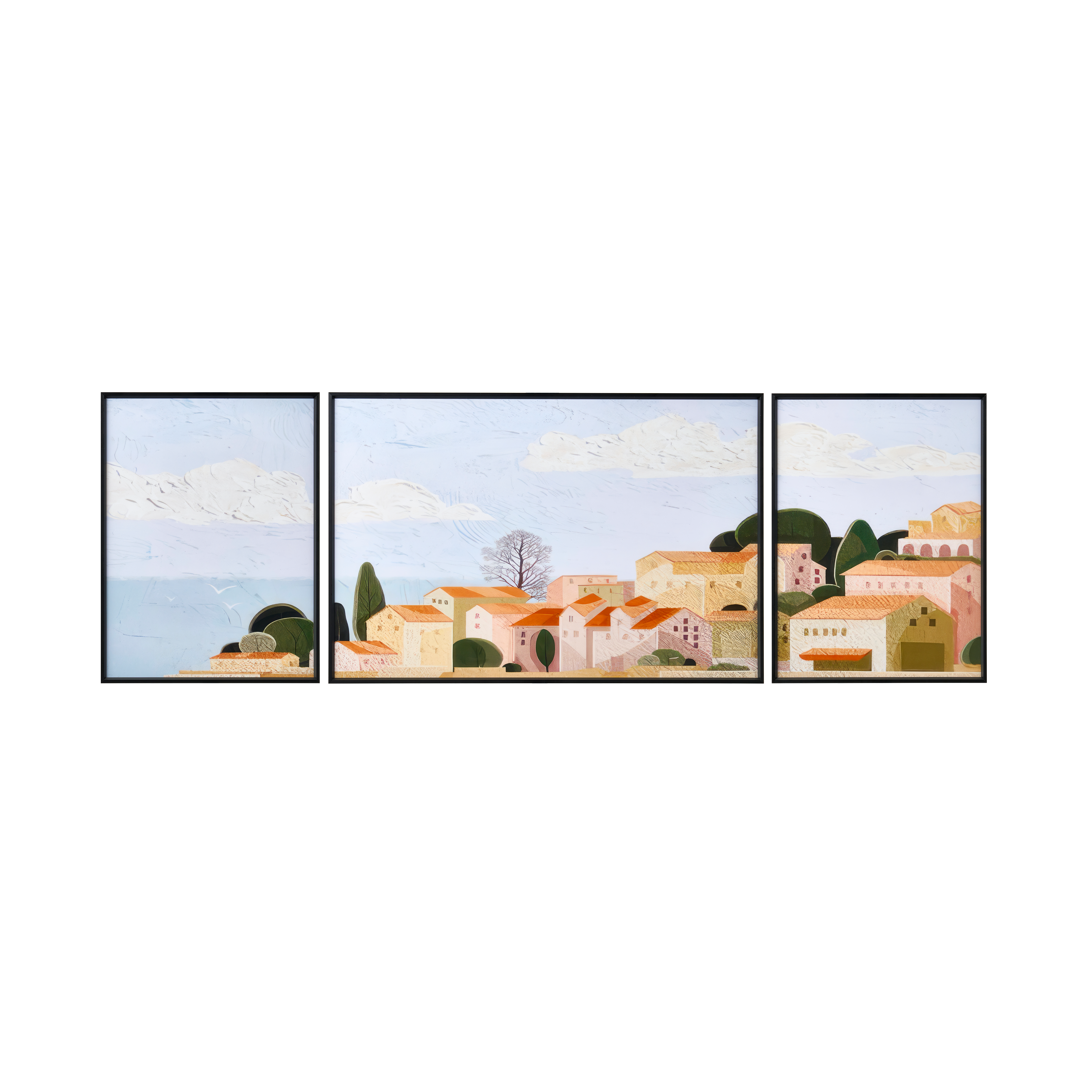 Mediterranean Charm Framed Canvas (Set of 3)