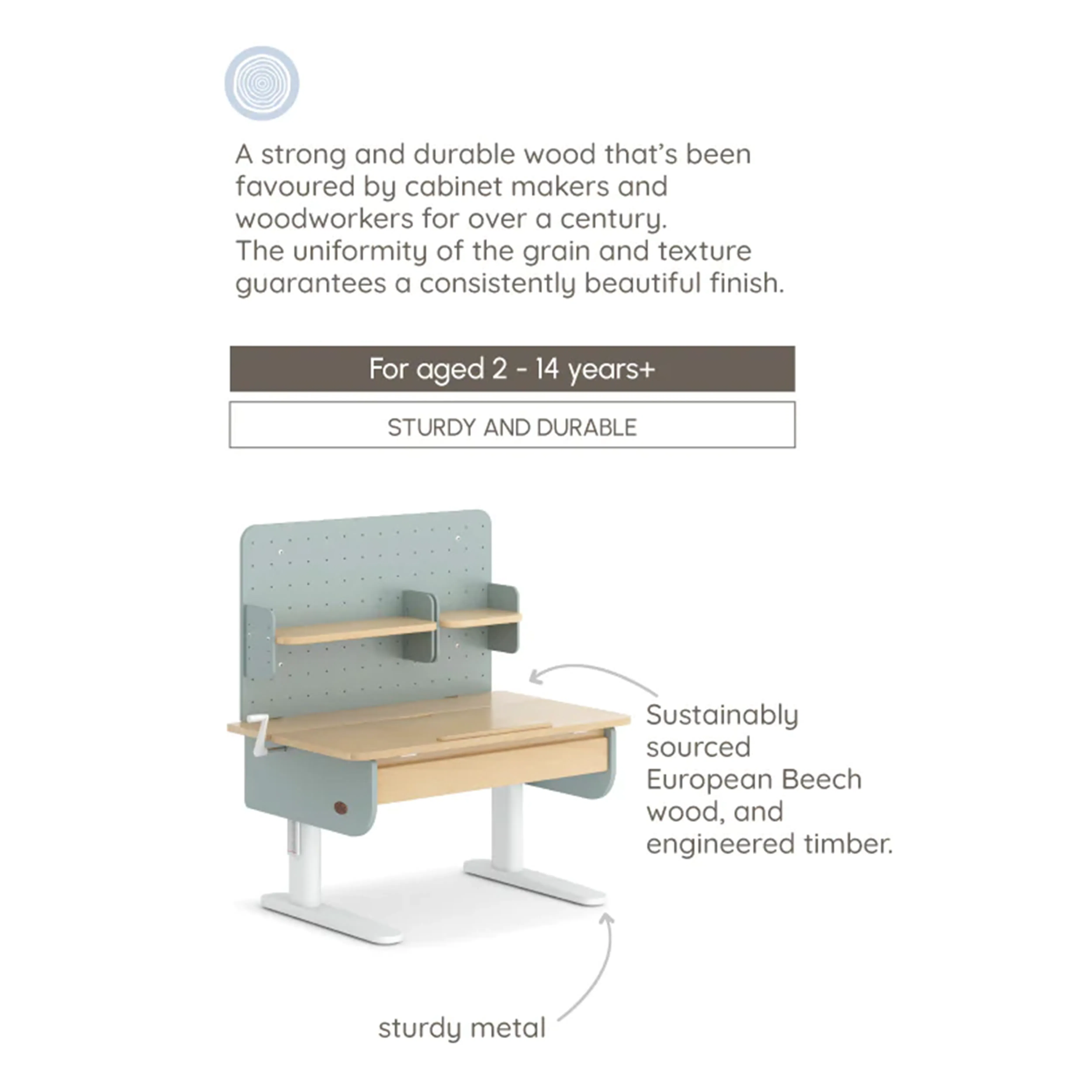 Boori Ergonomic Desk with Pegboard Hutch 1m - Cherry - 7
