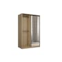 Lorren Sliding Door Wardrobe 1 with Mirror - Graphite Linen, Herringbone Oak - 12