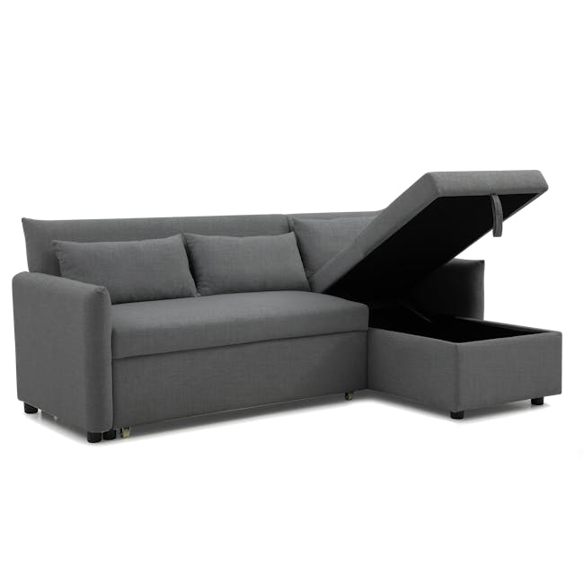 Asher L-Shaped Storage Sofa Bed - Graphite - 1