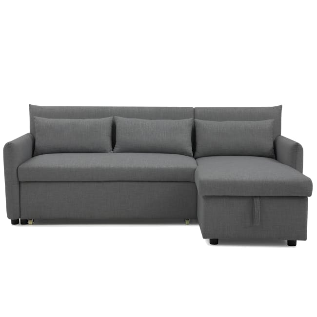 Asher L-Shaped Storage Sofa Bed - Graphite - 0