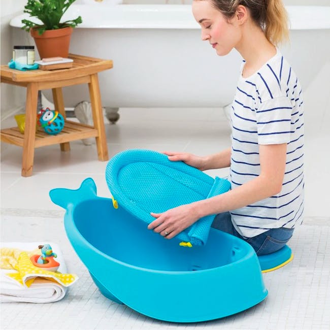 Skip Hop Moby Smart Sling 3 Stage Bath - Blue - 3 - blue baby bath tub, child's play mat, inflatable bath toy, bathroom
