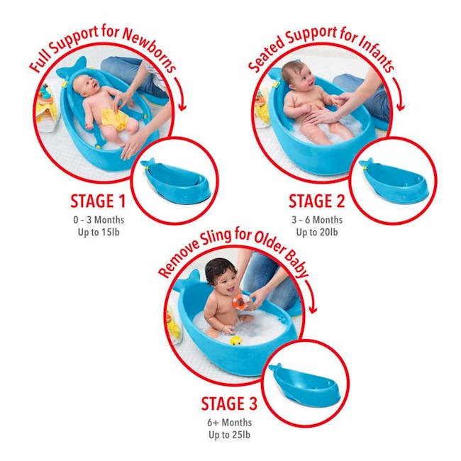 Skip Hop Moby Smart Sling 3 Stage Bath - Blue - 9 - Full support for newborns, seated support for infants, removable sling