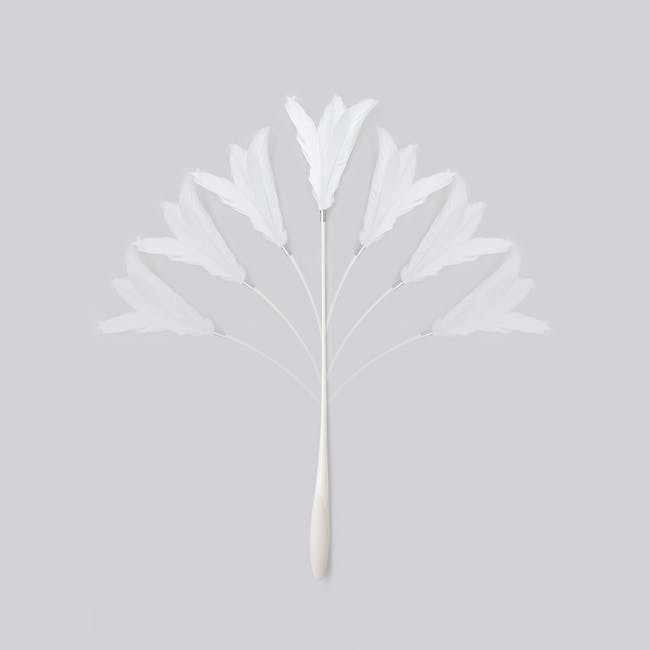 Pidan Extended Cat Teaser - Grey - 5 - White feather art, minimalist design, elegant piece, modern decor, abstract art
