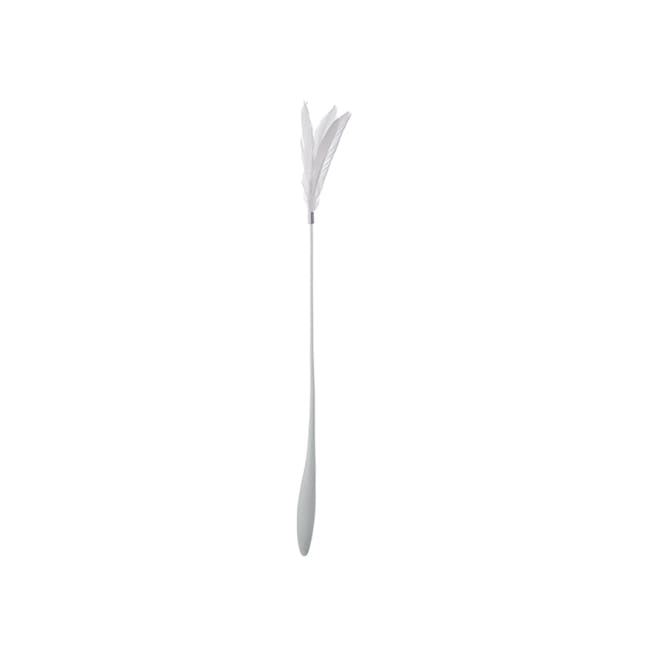 Pidan Extended Cat Teaser - Grey - 1 - White feather, minimalist design, elegant object, modern art, artistic element