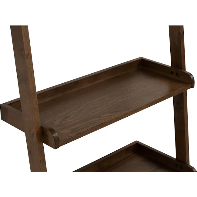 Mileen Leaning Shelf - Walnut - 6 - Wooden shelf with clean lines, dark brown finish, sturdy construction, simple design