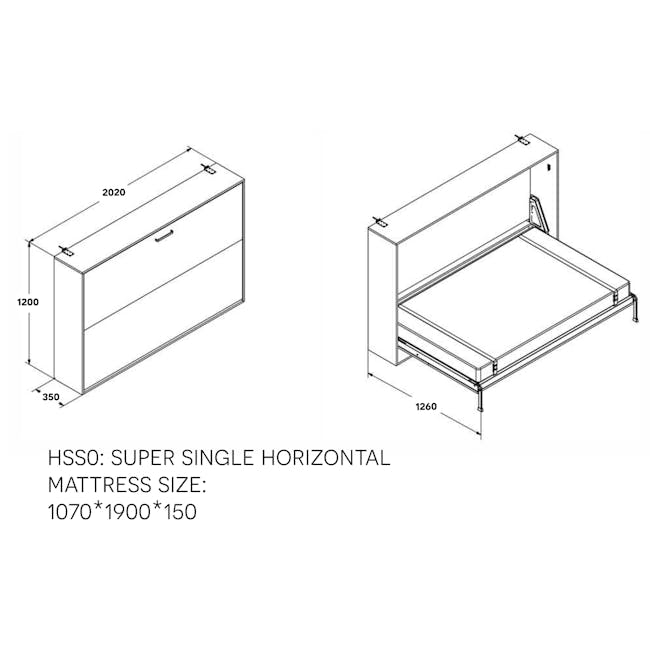 Amazing Space Super Single Horizontal Wall Bed - 2
