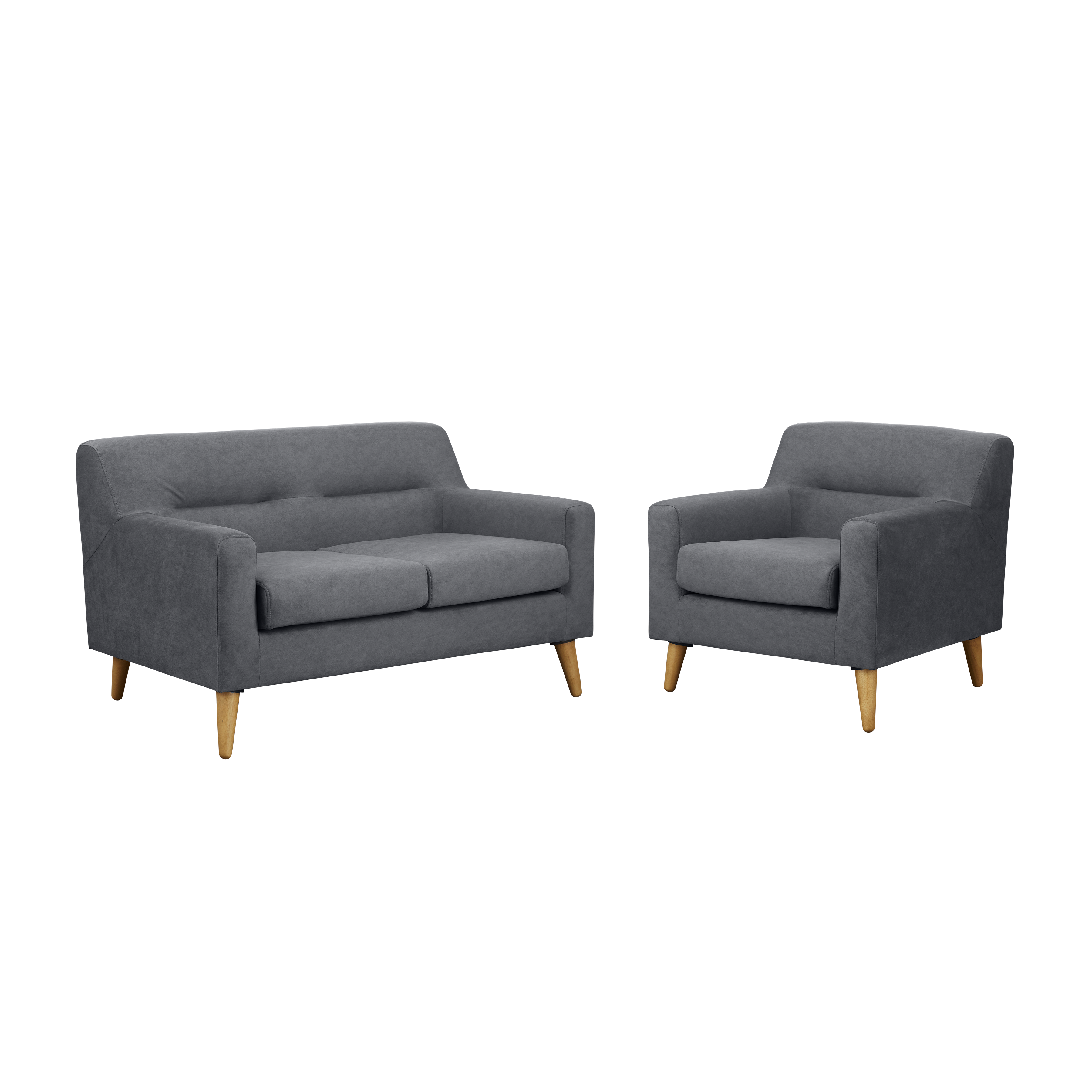Damien 2 Seater Sofa with Damien Armchair - Dark Grey (Scratch Resistant Fabric)