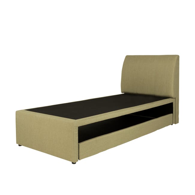 ESSENTIALS Super Single Trundle Bed - Khaki (Fabric) - 2