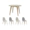 Ralph Round Dining Table 1m in Taupe Grey with 4 Fynn Dining Chairs in Beige and River Grey - 0