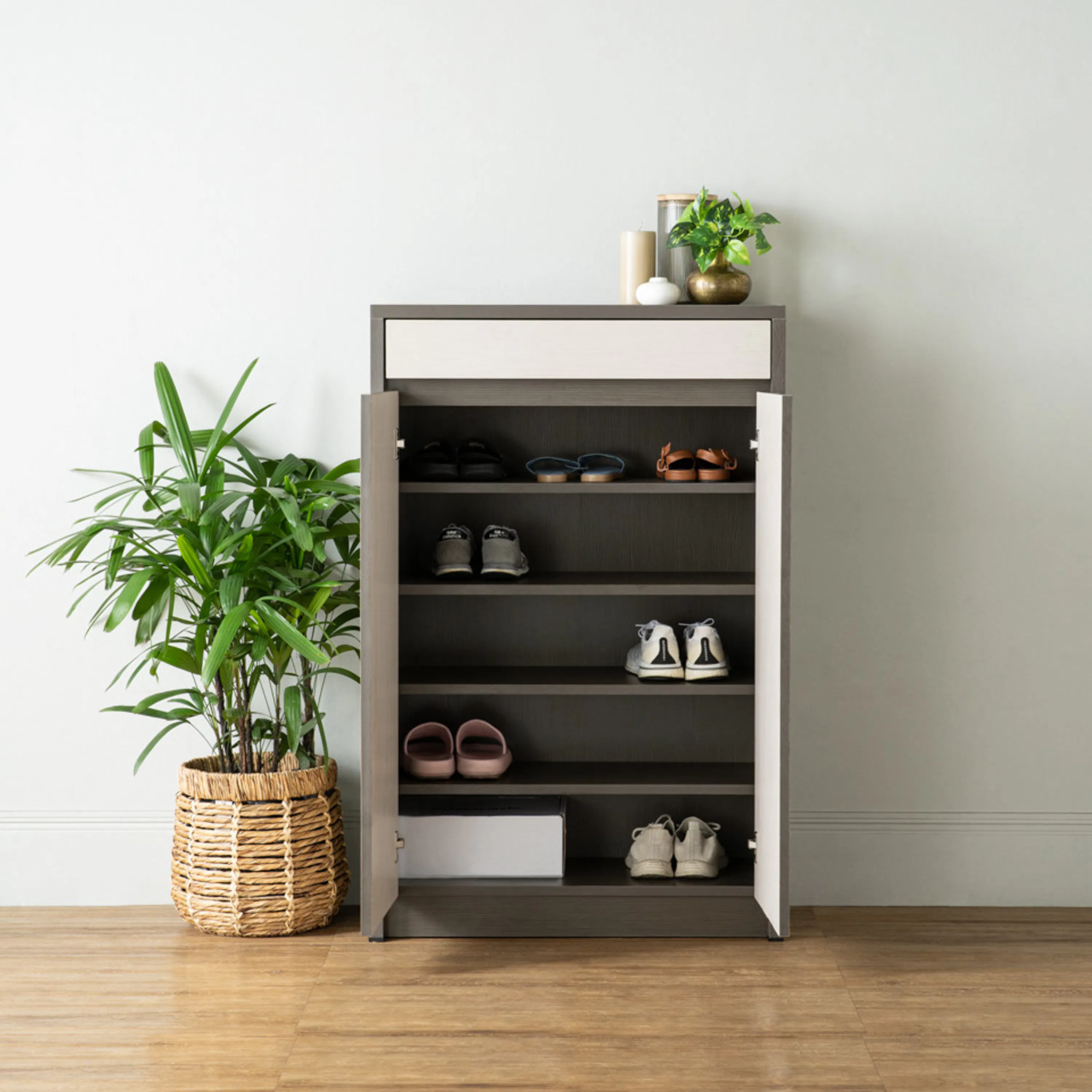 Harvey 2 Door Shoe Cabinet - Grey - 12
