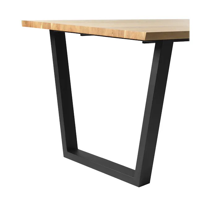 (As-is) Reno Dining Table 2.1m - 13 - Wooden tabletop, black metal frame, minimalist design, modern furniture, rectangular
