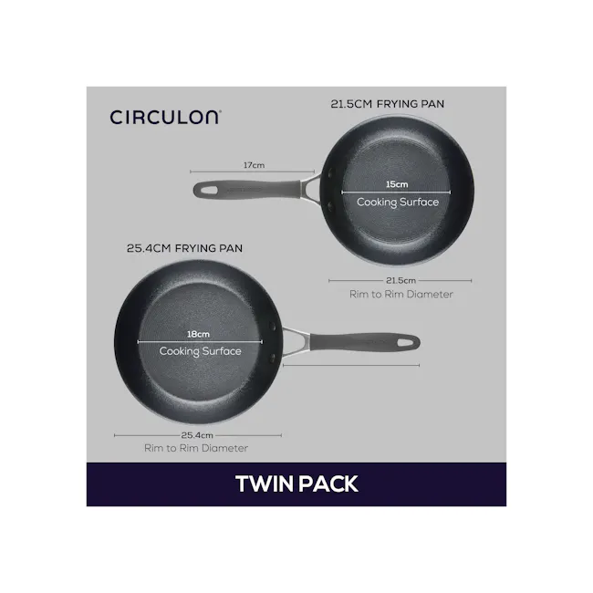 Circulon ScratchDefense A1 Frypan Twin Pack Set - 2 - 5 cm frying pan, 17 cm, 4 cm frying pan, 18 cm, 15 cm
