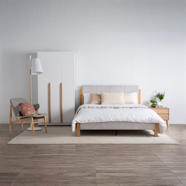 Miah 3 Door Wardrobe with Open Shelves - White - 9 - Modern minimalist bedroom, neutral color palette, wooden furniture