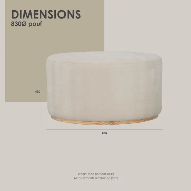 Kenji Large Pouf - Cream - 5