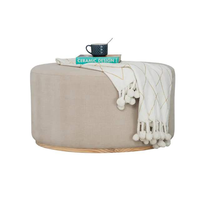Kenji Large Pouf - Cream - 2