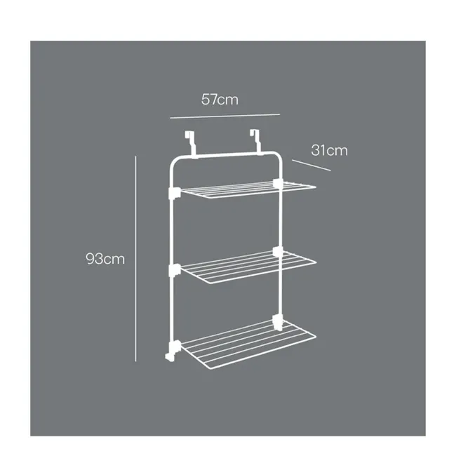 Metaltex Gale 3 Tier Laundry Dryer Holder - Silver - 3 - Adjustable height ladder with two levels, 3-tier shelving unit with