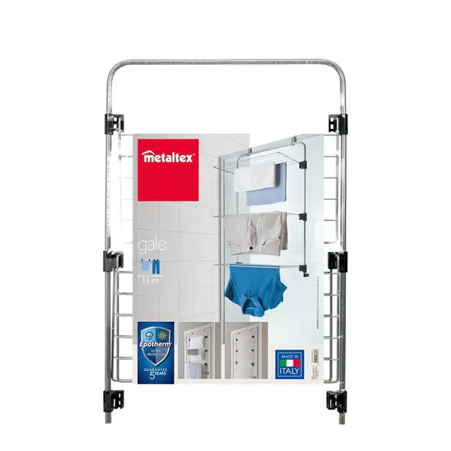 Metaltex Gale 3 Tier Laundry Dryer Holder - Silver - 5 - metal frame, shower enclosure, shower rod, shower rack, shower