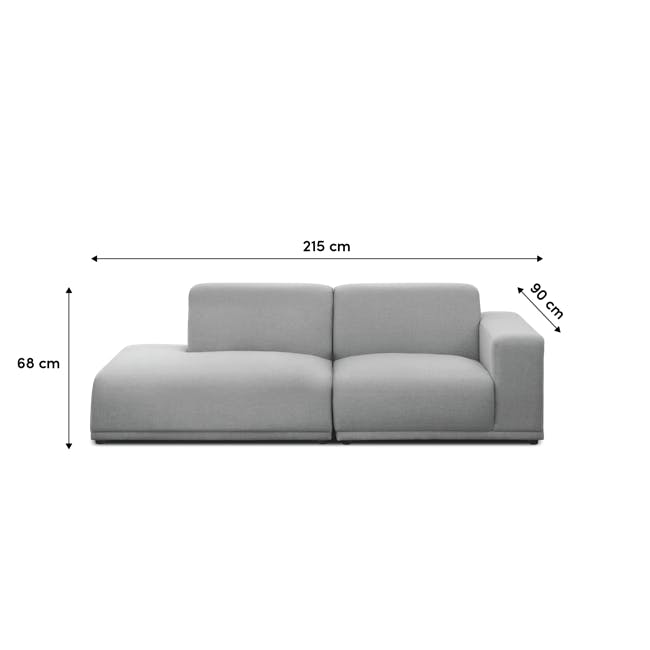 Milan 3 Seater Extended Sofa - Caramel Tan (Faux Leather) - 7 - Modern gray sofa, 215 cm total length, 68 cm seat width, 90