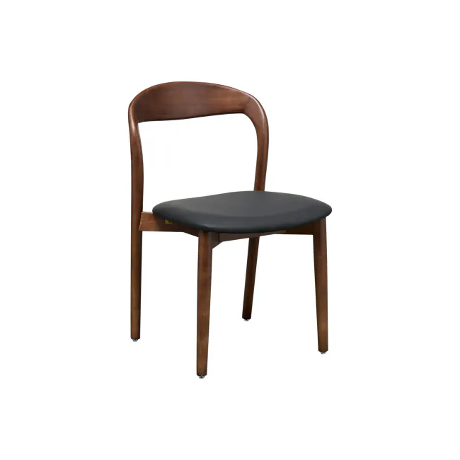 Camryn Dining Chair - Walnut, Black (Faux Leather) - 1