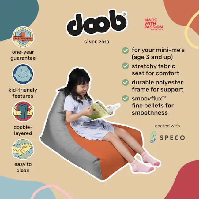 Doob Fwoomp Spandex Mini Lounger Kids Bean Bag - Persimmon (Water Repellent) - 4 - mini-me's, kid-friendly features