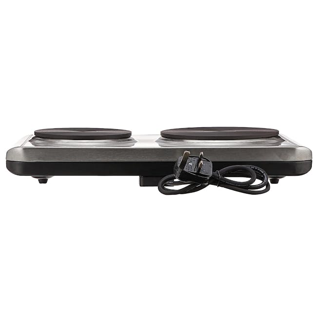 TOYOMI Double Hot Plate HP 602 - 5 - Electric stovetop with dual burners, stainless steel finish, black knobs, built-in