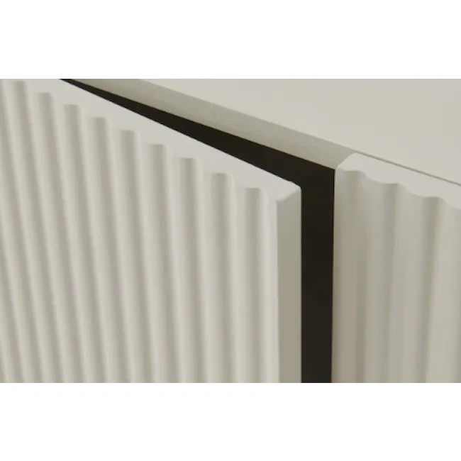 Heidi Cabinet 0.8m - Oak - 12 - White radiator with black border, vertical ridges, sleek design, modern aesthetic, clean