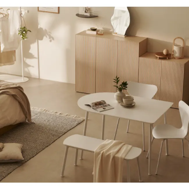 Heidi Cabinet 0.8m - Oak - 3 - Modern minimalist bedroom, cozy seating area, neutral color palette, soft lighting, wooden