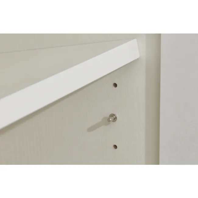 Heidi Cabinet 0.8m - Oak - 10 - White shelf, metal hook, wooden texture, small hole, screw, minimalist design, white wall