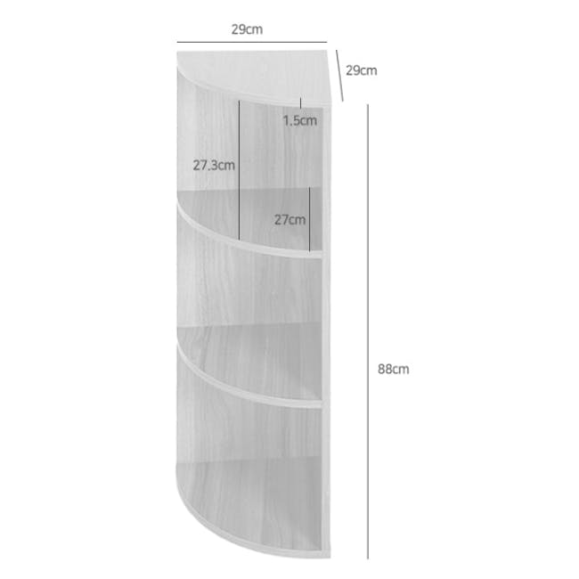 Sholid 3 Tier Corner Shelf 0.3m - 7 - Wooden shelf, 29 cm height, 5 cm thickness, 3 cm width, 27 cm depth, 88 cm total