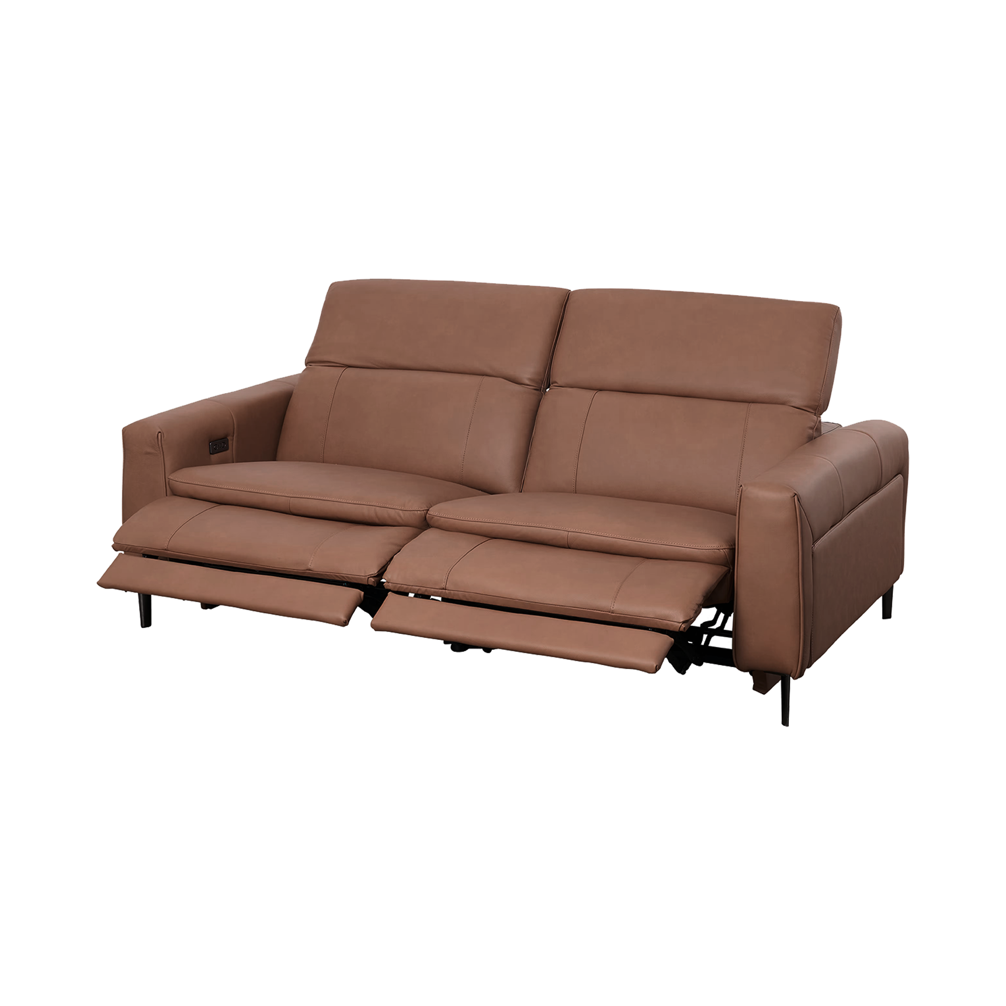 Clyde 3 Seater Power Recliner Sofa - Pecan Brown (Top Grain Leather) - Zero Wall