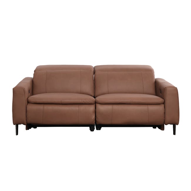 Clyde 3 Seater Power Recliner Sofa - Pecan Brown (Top Grain Leather) - Zero Wall - 2