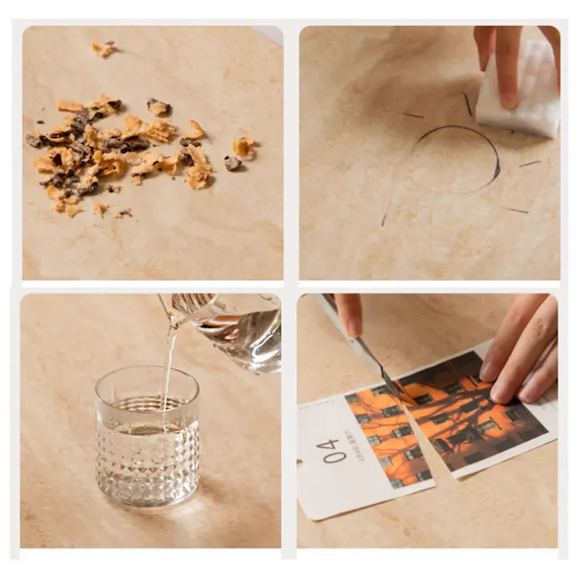Blair Round Coffee Table - Travertine (Sintered Stone) - 5 - crushed cookies, baking soda, baking tray, parchment paper