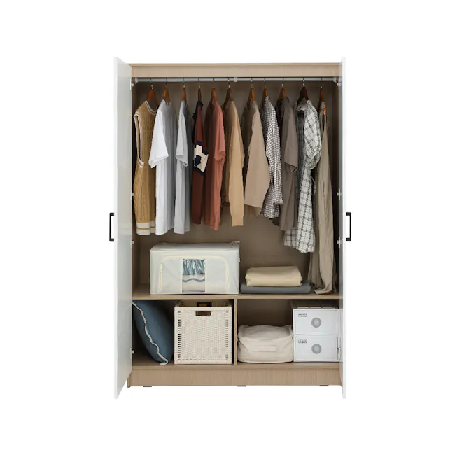 Fince 2 Door Wardrobe 1.2m - White, Oak - 5