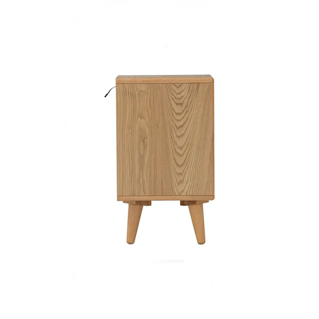 Yara Narrow Bedside Table with LED - Oak - 7