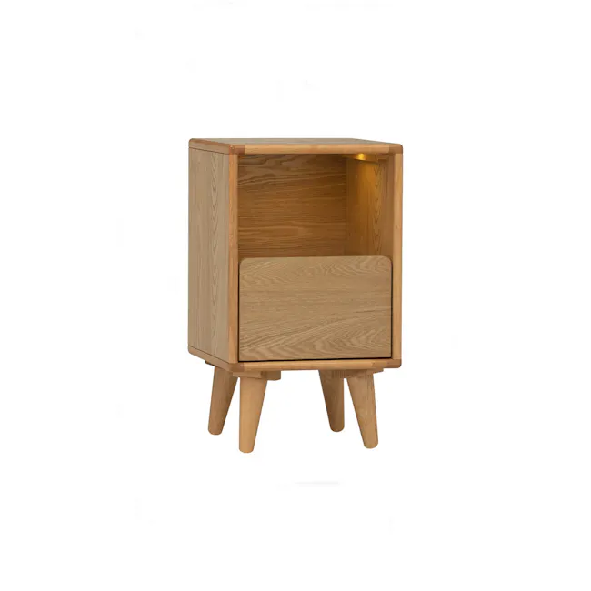 Yara Narrow Bedside Table with LED - Oak - 4