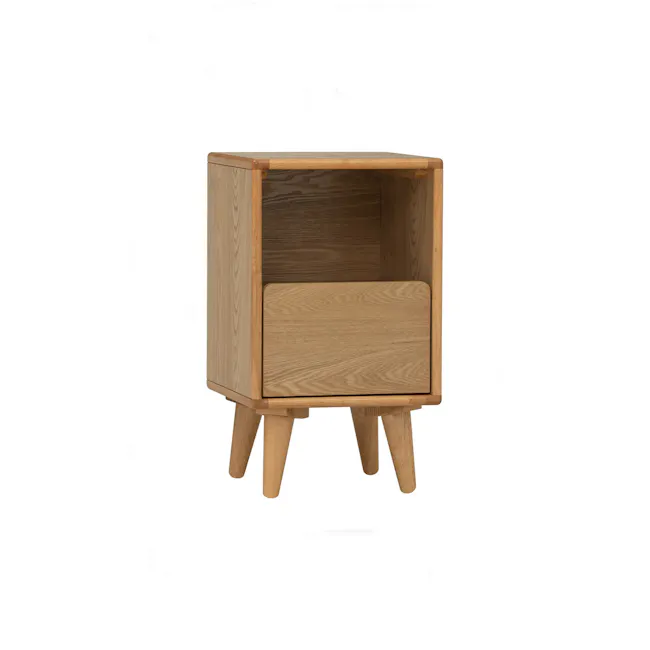 Yara Narrow Bedside Table with LED - Oak - 3