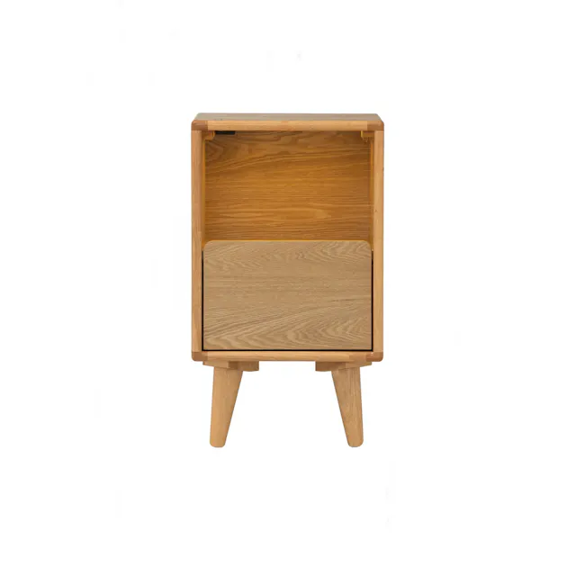 Yara Narrow Bedside Table with LED - Oak - 2