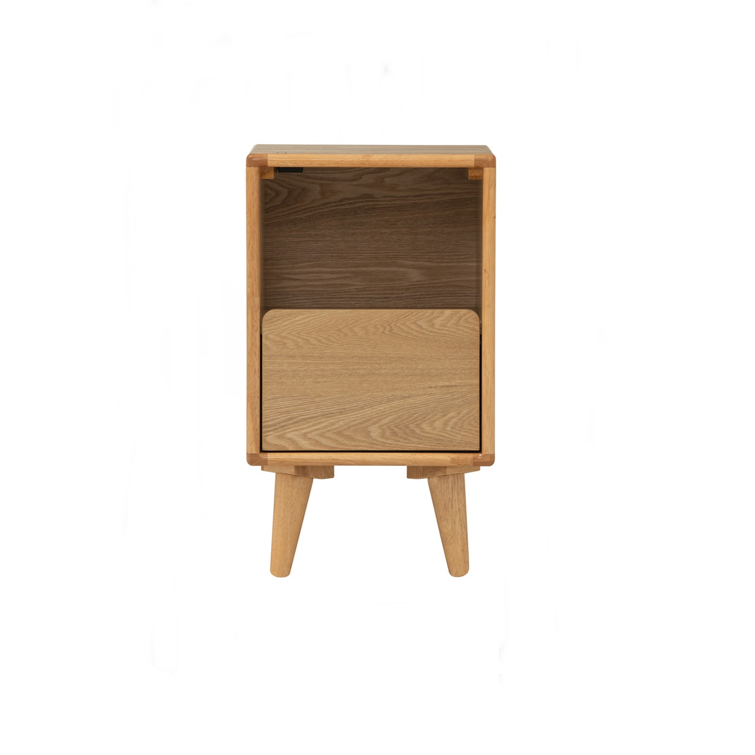 Yara Narrow Bedside Table with LED - Oak