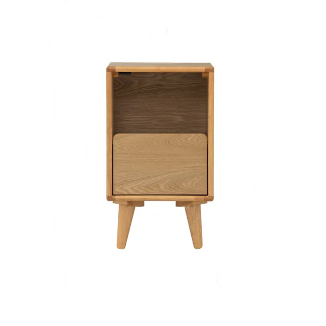 Yara Narrow Bedside Table with LED - Oak - 1