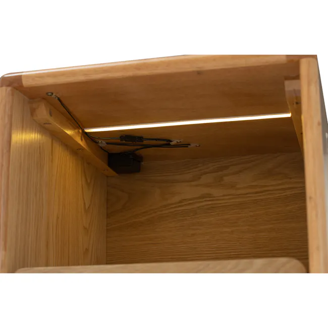 Yara Narrow Bedside Table with LED - Oak - 12
