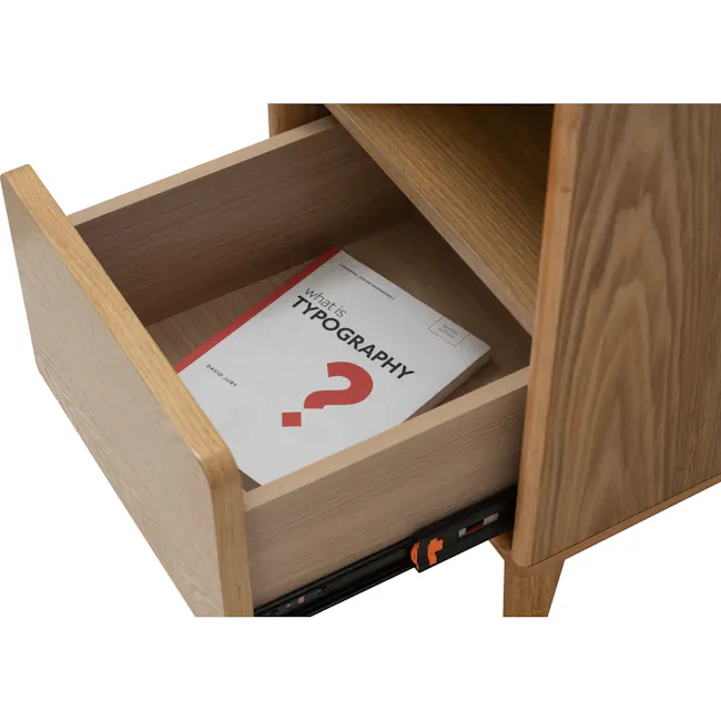 Yara Narrow Bedside Table with LED - Oak - 13