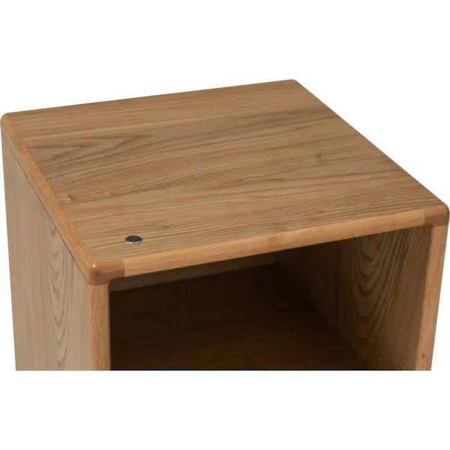 Yara Narrow Bedside Table with LED - Oak - 11