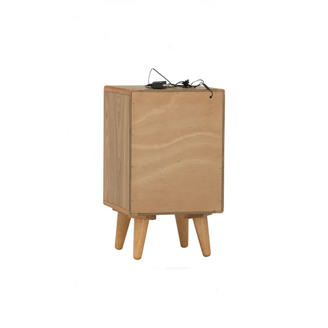 Yara Narrow Bedside Table with LED - Oak - 9