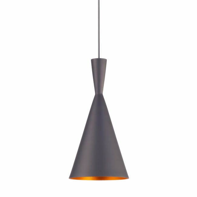 (As-is) Sven Cone Pendant Lamp - Black - 9 - Modern pendant light, sleek design, dark gray finish, elegant shape, triangular