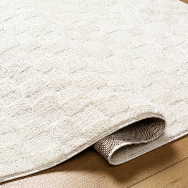 Adler Checkerboard Rug - Ivory (3 Sizes) - 3 - White, fluffy, textured, soft, luxurious, cozy, warm, inviting